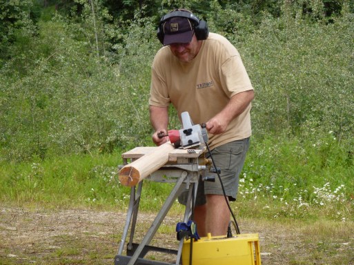 Shaping the mast for Spitfire.